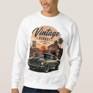 Vintage Mustang Route 66 Garage Zonsondergang Graf Trui