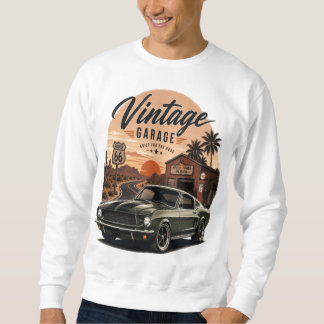 Vintage Mustang Route 66 Garage Zonsondergang Graf Trui