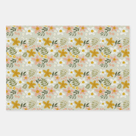 Vintage Muted Floral Botanical Seamless Pattern Inpakpapier Vel
