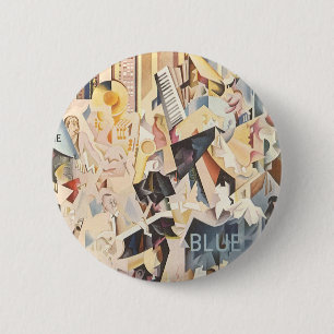 Vintage muziek, Art Deco Jazz, Rhapsody in Blue Ronde Button 5,7 Cm