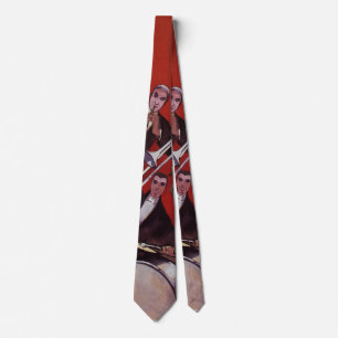 Vintage muziek, Art Deco muzikale jazzband jammen Stropdas