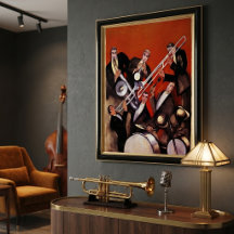 Vintage muziek, Art Deco muzikale jazzband jamming