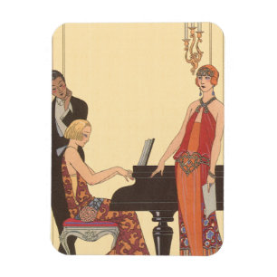 Vintage muziek, Art Deco pianist musicus zanger Magneet