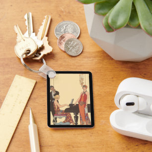 Vintage muziek, Art Deco pianist musicus zanger Sleutelhanger