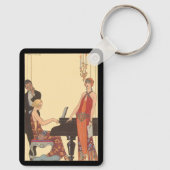 Vintage muziek, Art Deco pianist musicus zanger Sleutelhanger (Achterkant)