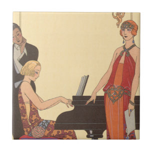 Vintage muziek, Art Deco pianist musicus zanger Tegeltje
