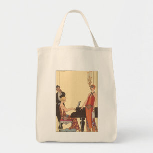 Vintage muziek, Art Deco pianist musicus zanger Tote Bag