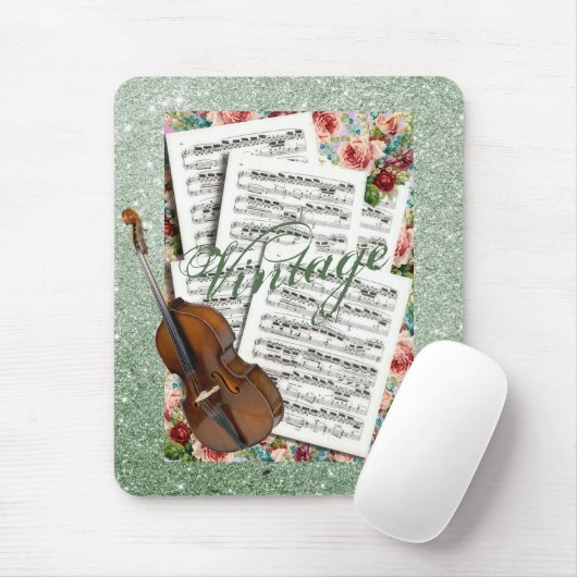 Vintage muziek & bloemen muismat (Met muis)