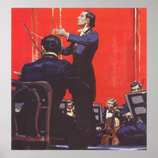 Vintage muziek, een orkest dirigeren poster (Voorkant)