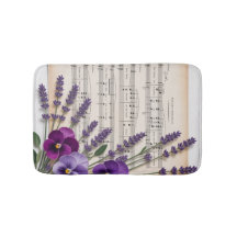 Vintage muziek en lavendel violieren bloemstuk