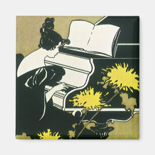 Vintage muziek, juffrouw Traumerei speelt piano, R Magneet