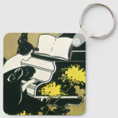 Vintage muziek, juffrouw Traumerei speelt piano, R Sleutelhanger (Achterkant)