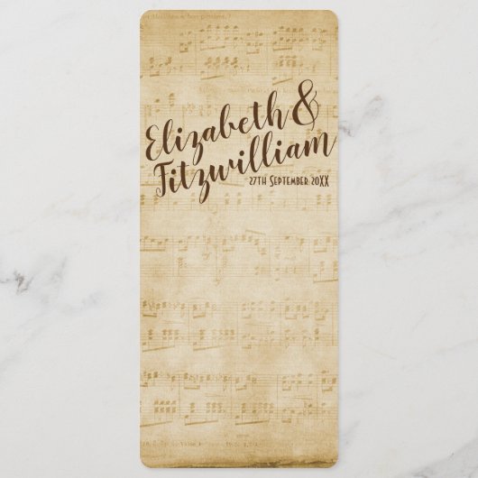 Vintage Muziek Menu (Achterkant)