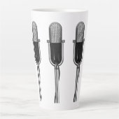 Vintage muziek, ouderwetse retro microfoon latte mok (Voorkant)
