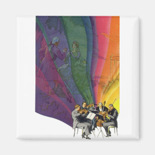 Vintage muziek regenboog, Victoriaans paar dansend Magneet