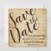 Vintage Muziek Save The Date Kaart (Voorkant)