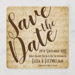 Vintage Muziek Save The Date Kaart