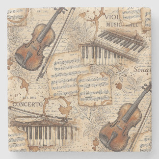 Vintage Muziek Stenen Onderzetter