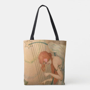Vintage muziek Victoriaanse engel musici Fluit Har Tote Bag