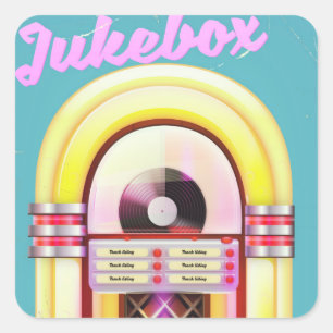 Vintage Muziekautomaat Vierkante Sticker