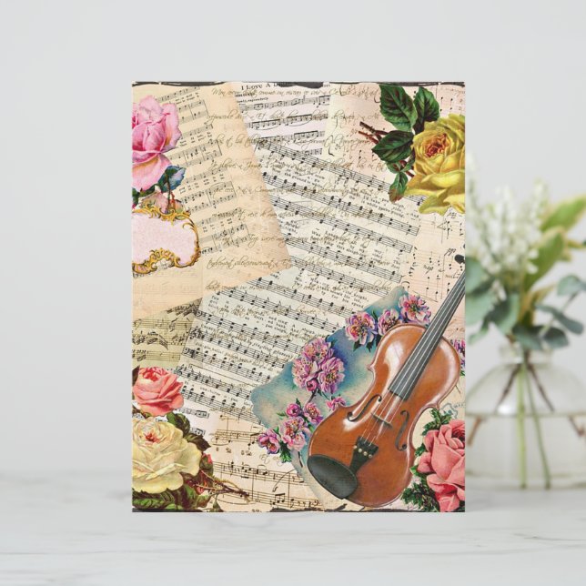 Vintage muziekcollage (Staand voorkant)
