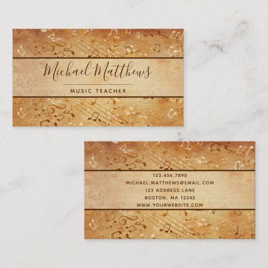 Vintage Muzieknoten Elegant musical Visitekaartje (Voorkant / Achterkant)