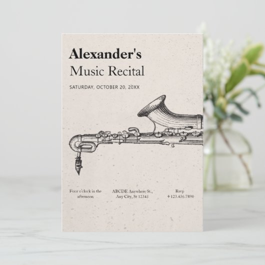 Vintage Muzieksaxofoon  Kaart (Staand voorkant)