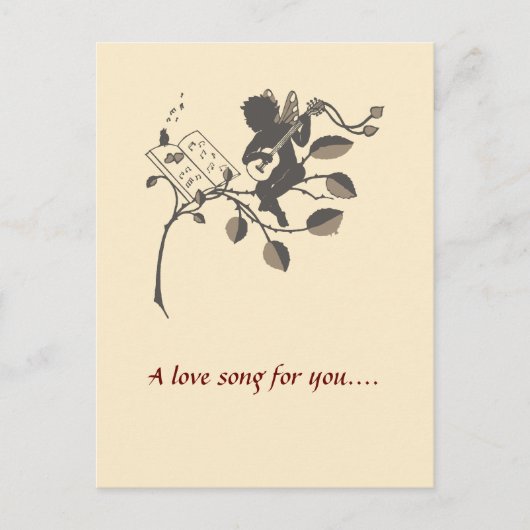 Vintage muzikaal engelensilhouet briefkaart (Voorkant)