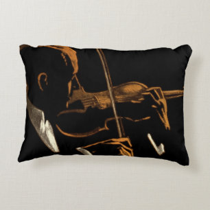 Vintage muzikant, violist die vioolmuziek speelt decoratief kussen