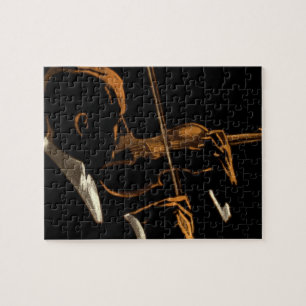 Vintage muzikant, violist die vioolmuziek speelt legpuzzel