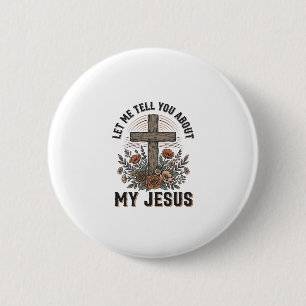 Vintage My Jesus Bloemstuk Kruis Christelijk T-shi Ronde Button 5,7 Cm