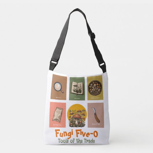 Vintage Mycologist Toolkit: Fourageer Essentials Crossbody Tas (Voorkant)