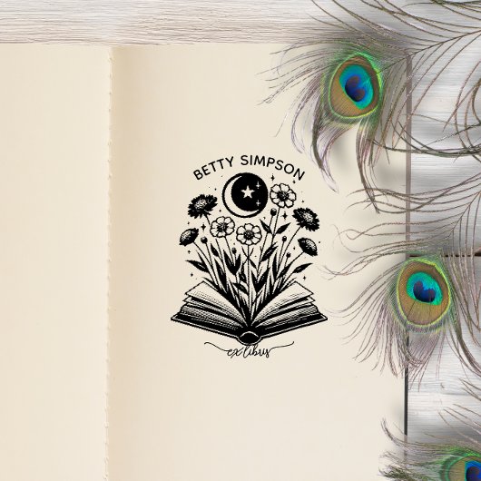 Vintage mystieke boek Aangepaste ex libris stempel