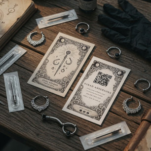 Vintage Mystieke Piercing Kunstenaar Visitekaartje