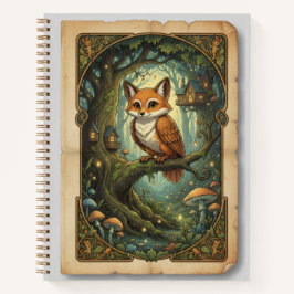 Vintage Mythic Fox-Owl & Enchanted Forest Journaal Notitieboek