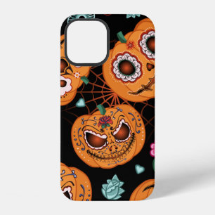 vintage naadloos patroon voor Halloween. Pompoen, iPhone 12 Hoesje