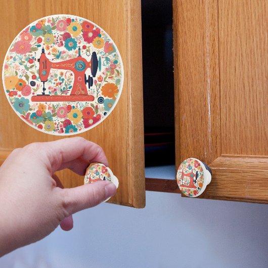 Vintage naaimachine keramische knop