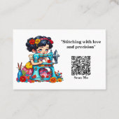 Vintage naaimachine meisje bloemen verandering visitekaartje (Achterkant)