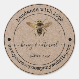 Vintage namaak-kraftpapier | Handgemaakte zeep lab Ronde Sticker