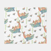 Vintage namaak quiltpatchwork dolfijn ontwerp fleece deken (Voorkant (Horizontaal))