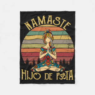 Vintage Namaste Hijo-de-puta Hippie Getatoeëerde M Fleece Deken