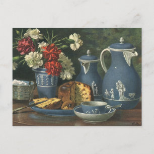 Vintage namiddagkoffie, Cake, Tea en Flowers Briefkaart