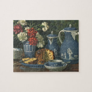Vintage namiddagkoffie, Cake, Tea en Flowers Legpuzzel