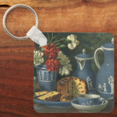 Vintage namiddagkoffie, Cake, Tea en Flowers Sleutelhanger (Voorkant)