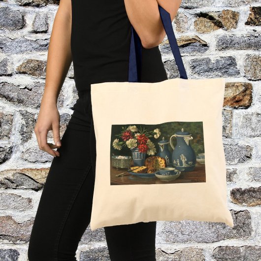 Vintage namiddagkoffie, Cake, Tea en Flowers Tote Bag