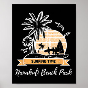 Vintage Nanakuli Beach Park Liefhebber Palmboom Su Poster