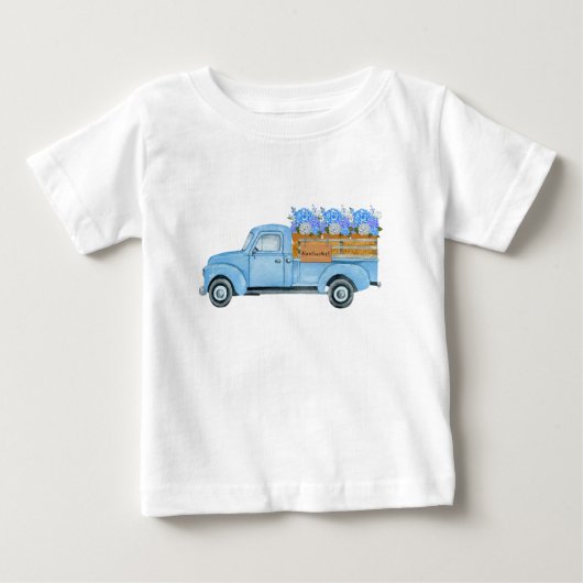 Vintage Nantucket Aquarel Blauwe Truck & Hydrangea (Voorkant)