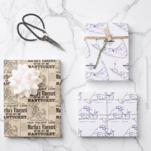 Vintage Nantucket, Martha’s Vineyard Inpakpapier Vel (Voorkant)