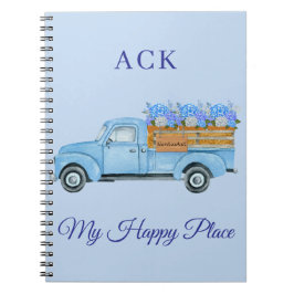 Vintage Nantucket Waterverf Bloemmotief Blauwe Tru Notitieboek
