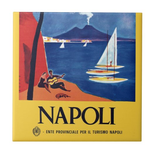 Vintage Napels Italië Reis Tegeltje (Voorkant)